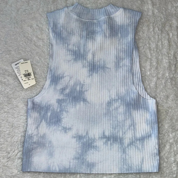 Aerie Rebel Ribbed Crop Tank Top Size XS Blue & White NWT - Picture 4 of 4